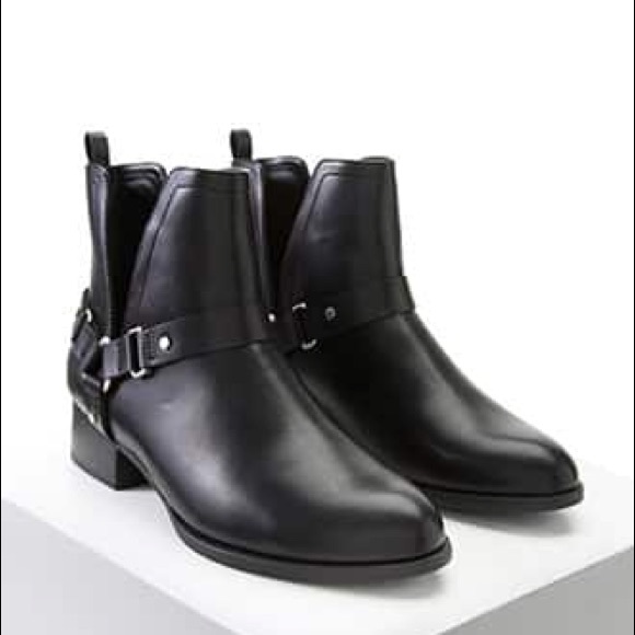 Shoes - Black Faux Leather Ankle Boots